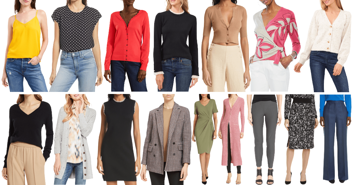 collage of lots of workwear available in the Nordstrom Half-Yearly Sale