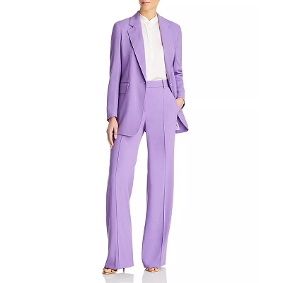 bright purple trouser suit