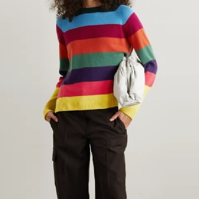 Cosmic Striped Belted Cashmere Cardigan