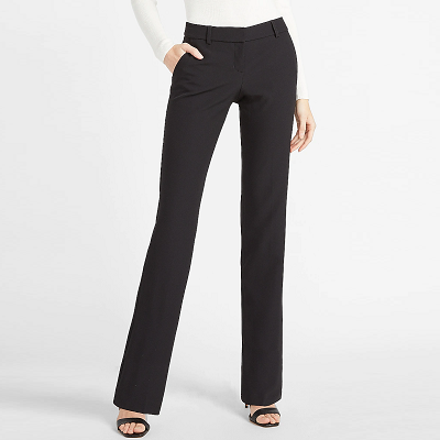 woman wears black pants with stilletos