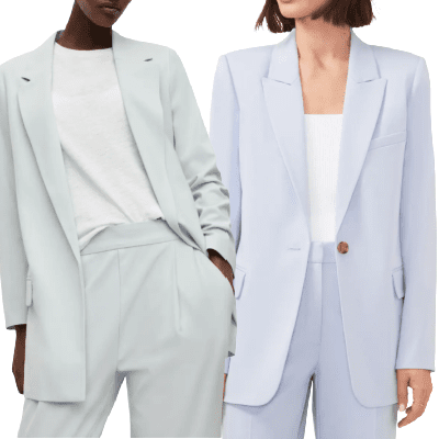 two of our favorite light blue suits for women in 2023