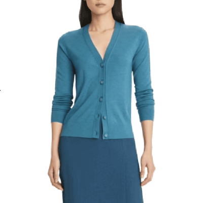 blue cardigan in wool-silk blend