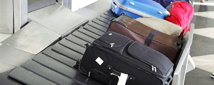 luggage on a baggage return carousel