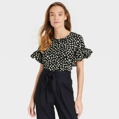 Frugal Friday's Workwear Report: Ruffle Short-Sleeve Blouse