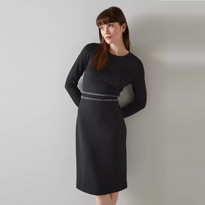 Fashion Nova 1X plus size black waist cinchin midi sweater dress NWT