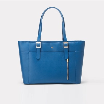blue vegan tote bag for work