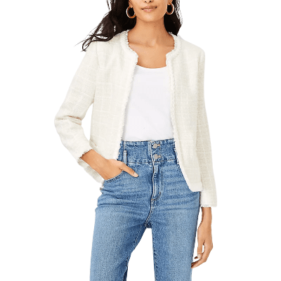 Chanel-style jacket in white tweed