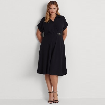 georgette dress with a buckle trim