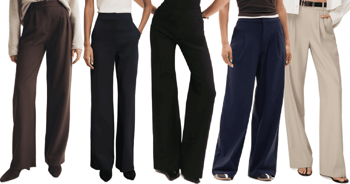 collage of some of the best wide-leg pants for work in 2026