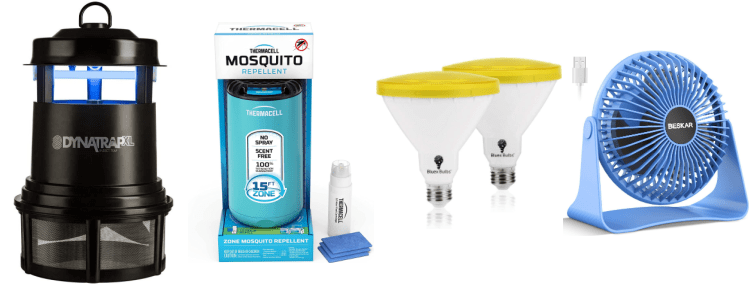 collage of 4 products to prevent insect bites at your home