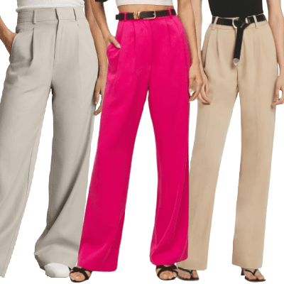 collage of women wearing the best wide-leg pants to wear to work in 2022