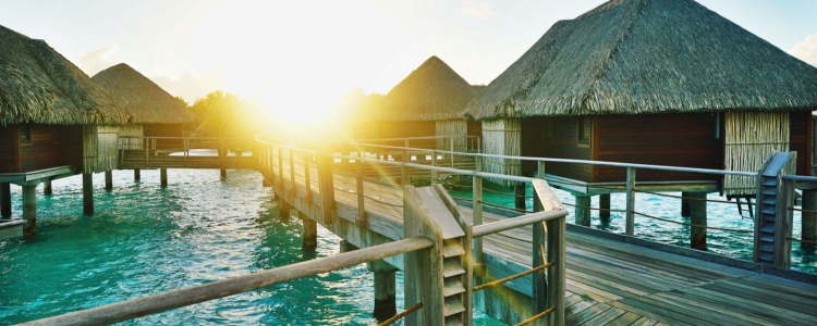 over-water huts in Bora Bora