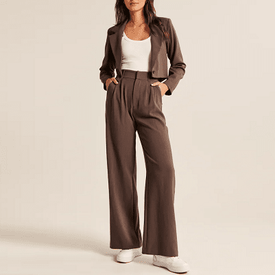woman in brown wide-leg pants to wear to work