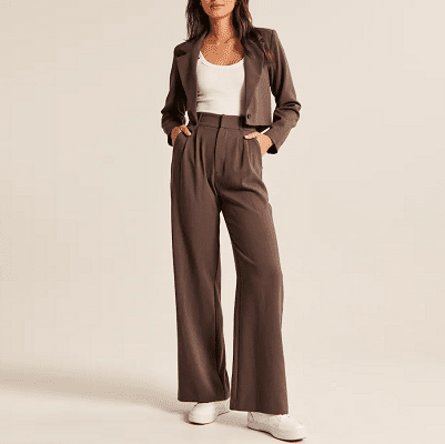 Solid Elastic Long Length Loose Pants Vacation Casual Wide - Temu