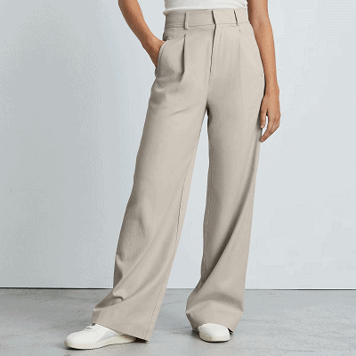 Wide Leg Work Trousers in Khaki, Trousers