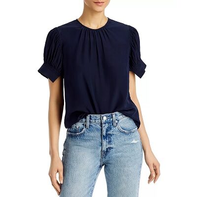 Tuesday's Workwear Report: Pleated Puff-Sleeve Silk Top