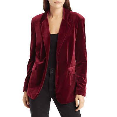 Red velvet blazer from 1.State