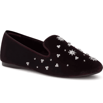velvet loafer with sparkly details