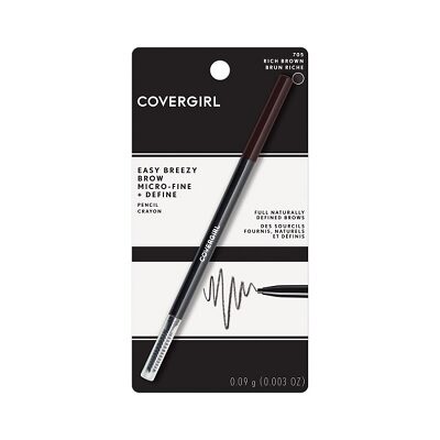 A black-and-white package containing a brown CoverGirl brow pencil