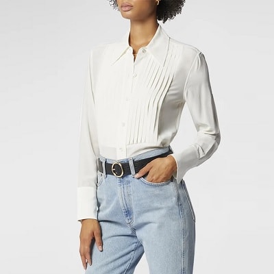 Tuesday's Workwear Report: Aubray Pintuck Button-Front Silk Shirt 