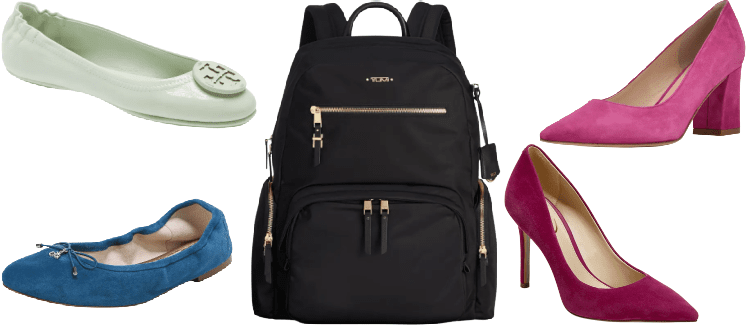 collage of 4 classic shoes for work and a backpack for work in the NHYS 12-22 
sale