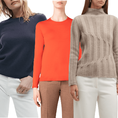collage of the best cashmere for work outfits 2023