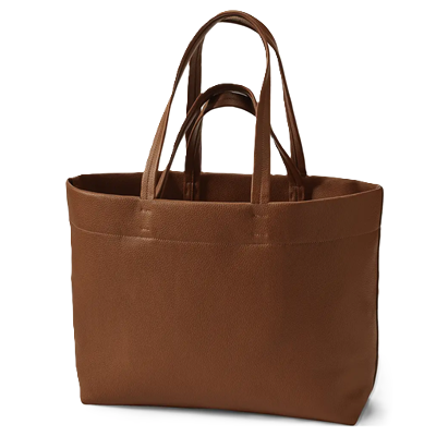 our pick for best budget laptop tote: brown faux leather laptop tote from lands' end