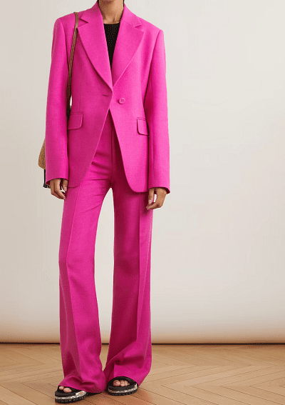 hot pink pants suit
