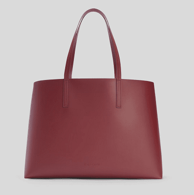 burgundy red leather tote