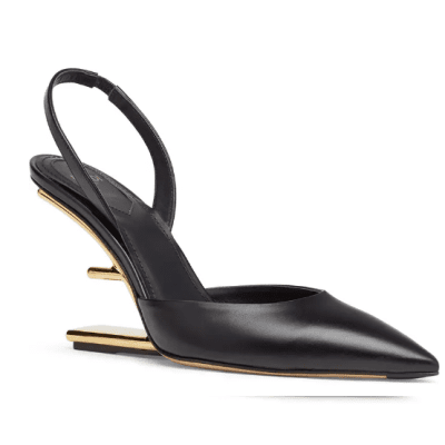 Fendi F for heel with pointed toe open back