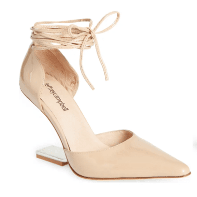 D'Orsay pump with straps with an inverted heel