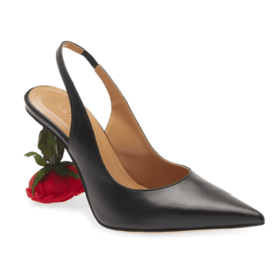 slingback with an upside-down stemmed rose for a heel