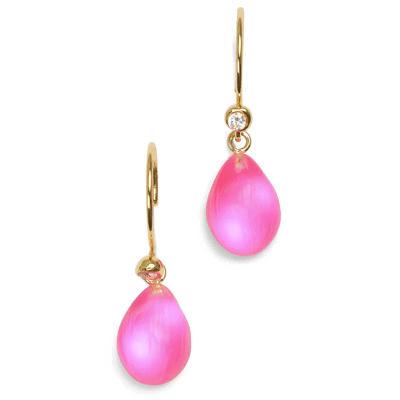 hot pink tear drop earrings