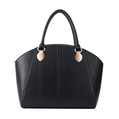 black leather laptop tote