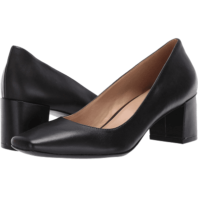 square-toed black pumps