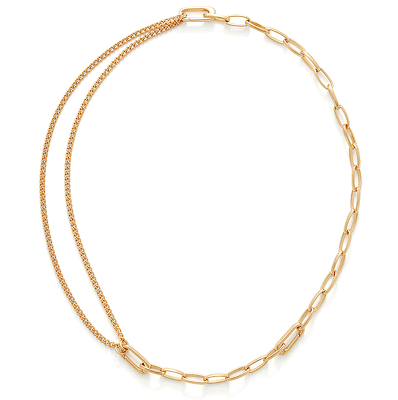 gold plated necklace with double chain detail