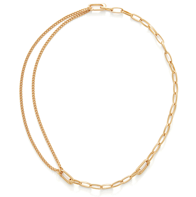 double chain detail gold plated necklace