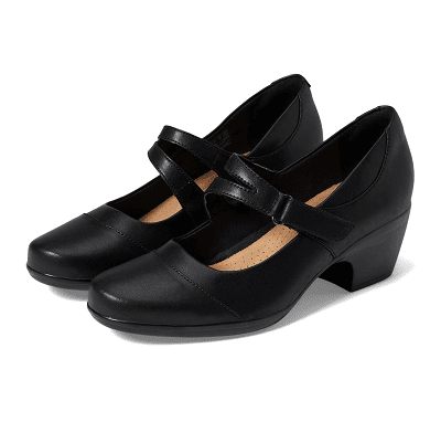 black mary jane thick wedge-like heel