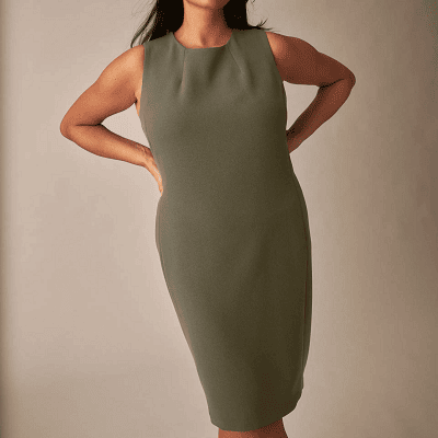 green plus-size sheath dress from universal standard