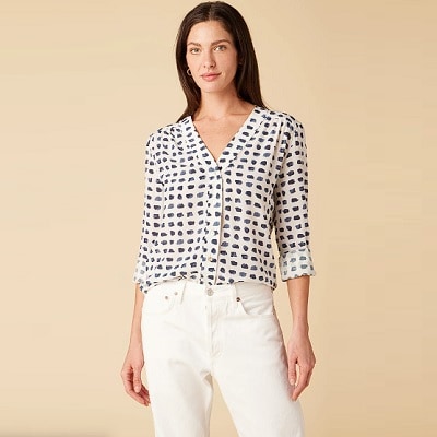 Short Sleeve Polka Dot Blouse - Tias Place