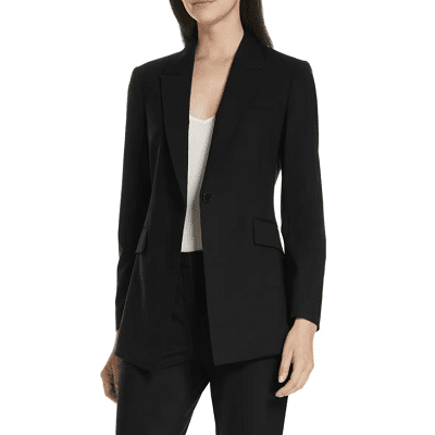 woman wears black eco-friendly blazer for women