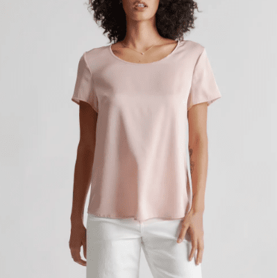 pink silk t-shirt