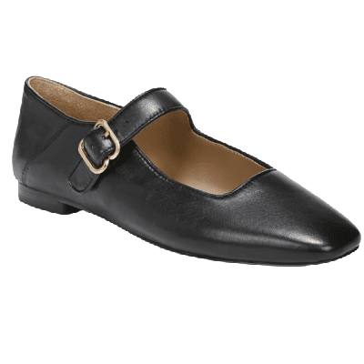 black leather Mary Jane flat