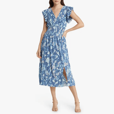 blue floral dress