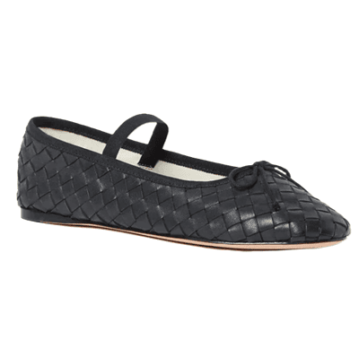 mary jane flat with woven leather