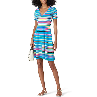 blue stripey sweater dress