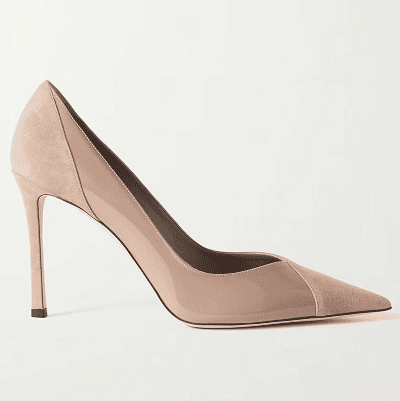 suede and patent leather beige heel