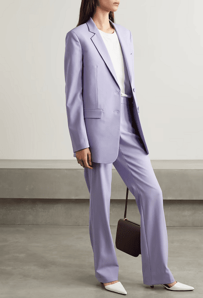lilac pants suit