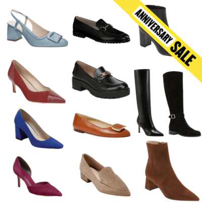 collage of the best shoes for work in the 2023 Nordstrom Anniversary Sale, including heels, flats, booties, and boots