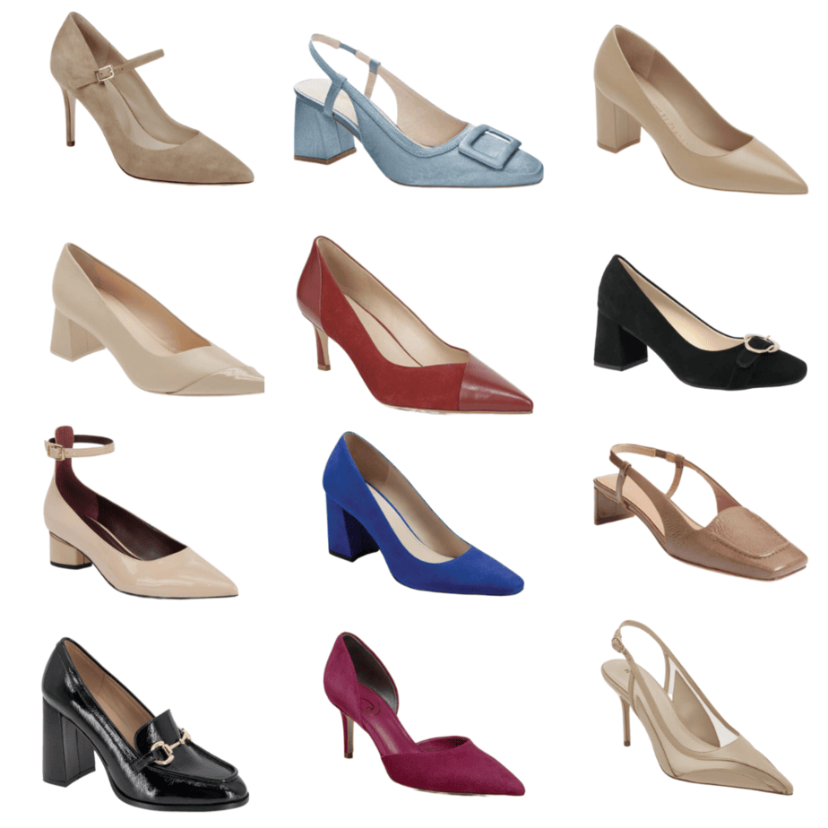 collage of 12 great heels for work in the 2023 Nordstrom Annivesary Sale